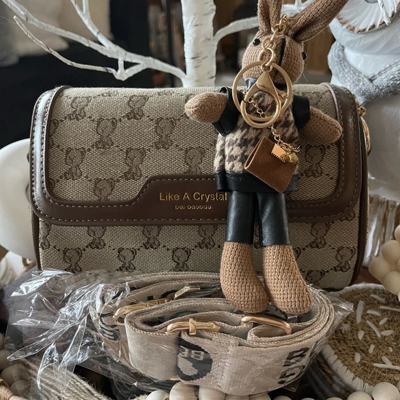 Women’s Cartoons Crossbody with Lucky Charm Rabbit In Khaki - Picture 9 of 12